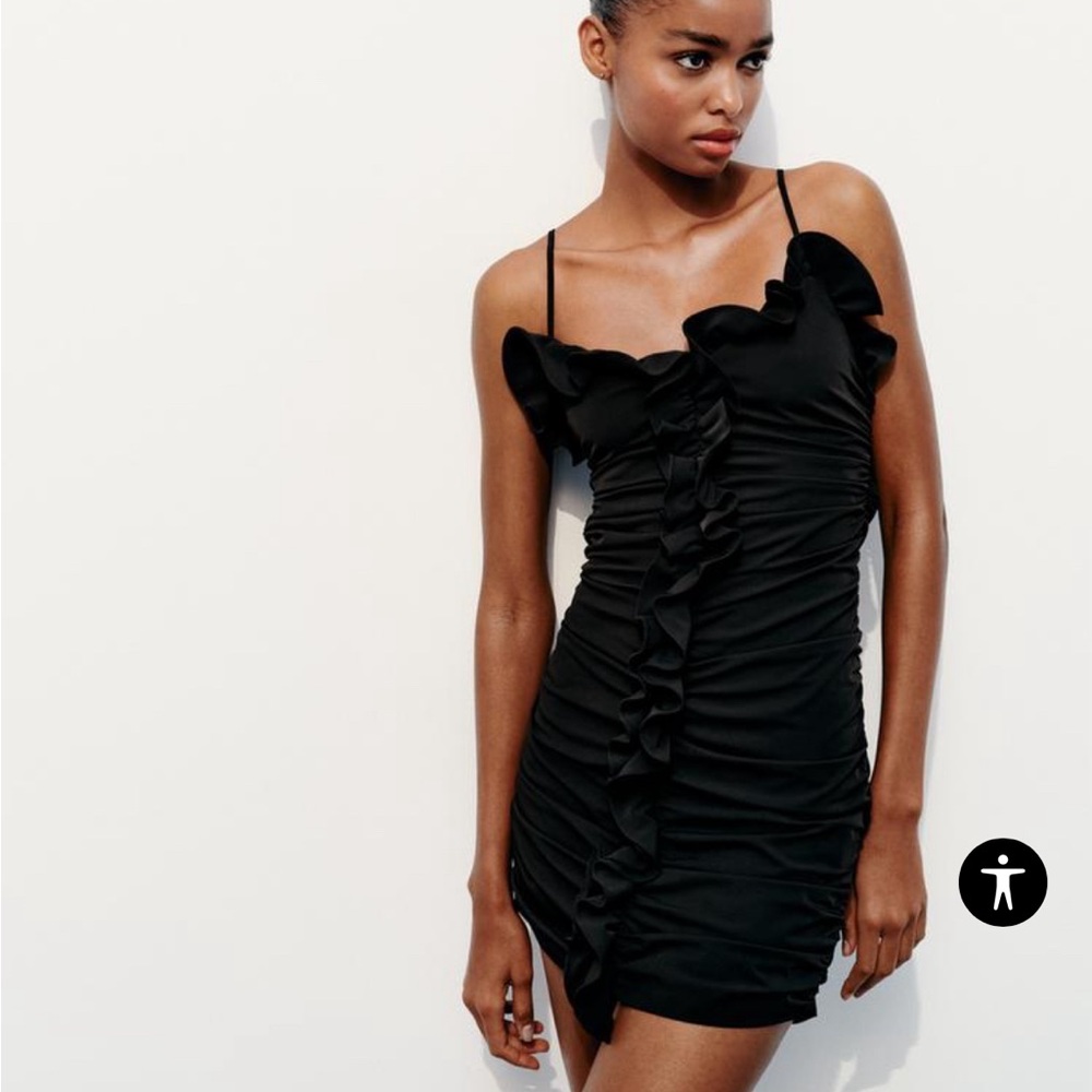 ZARA RUFFLED RUCHED DRESS - Picture 3 of 8